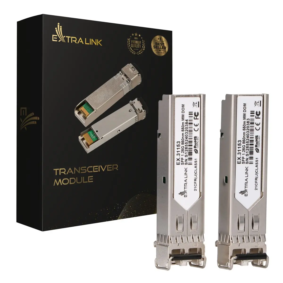 Extralink SFP 1.25G 2-pack | Moduł SFP | 1,25Gbps, LC/UPC, 850nm, 550m, multi mode, DOM - Elektronika i akcesoria