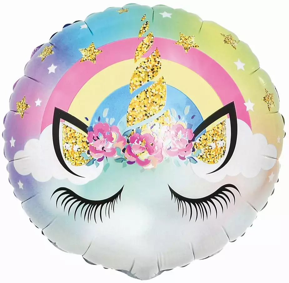Balon foliowy okrągły, jednorożec (36 cm) - Papiernicze i szkolne