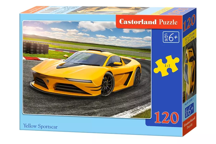 Puzzle 120 elementów. Żółte sportowe auto - Puzzle