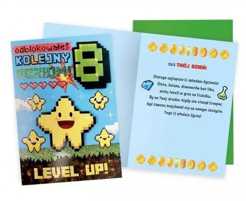 Karnet Urodziny 8 level up - Papiernicze i szkolne