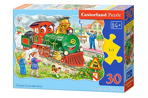 Puzzle 30 elementów. Zielona lokomotywa - Puzzle