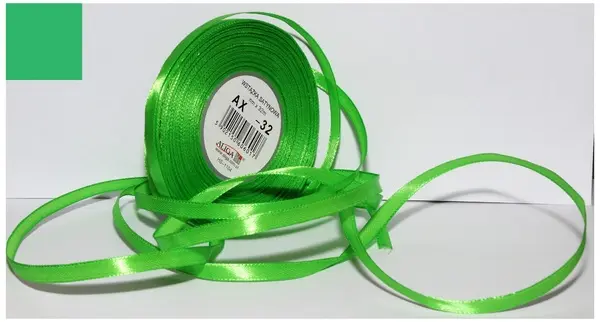 Wstążka satynowa zielona-szmaragdowa 12 mm 32 mb. AX12-32, Aliga - Papiernicze i szkolne