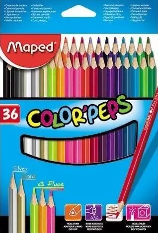 Kredki trójątne Color'Peps, 36 kolorów - Papiernicze i szkolne