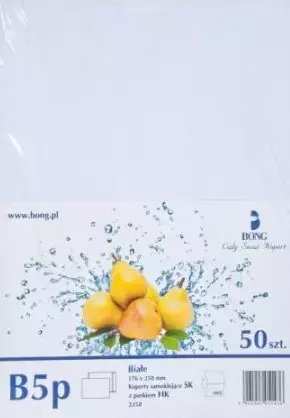 Koperty białe B5, 50 sztuk - Papiernicze i szkolne