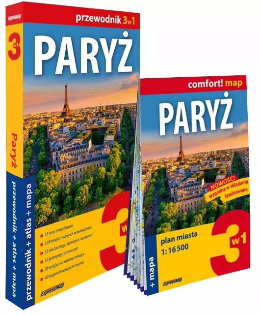 Paryż 3w1: przewodnik + atlas + mapa - Książki
