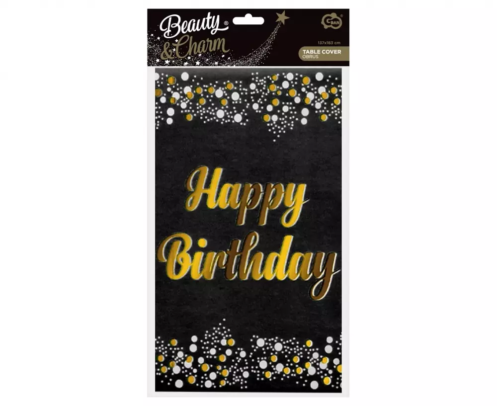 Obrus Fol 137x183cm Happy Birthday czarny Go Pbh - Książki