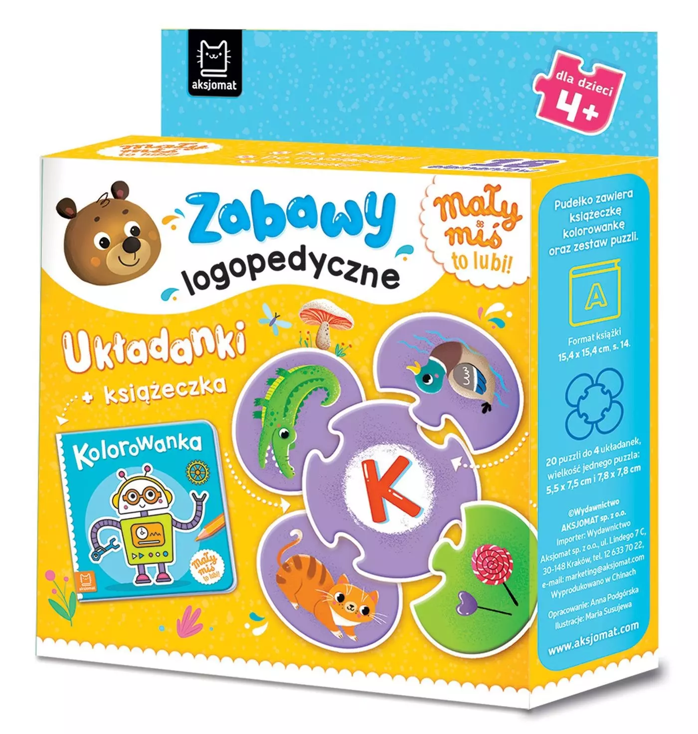 Mały miś to lubi! Zabawy logopedyczne. Układanki + książeczka - Książki