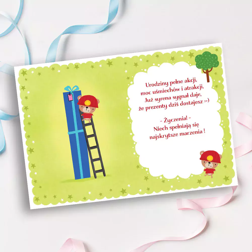 Karnet urodzinowy B6, Straż pożarna - Papiernicze i szkolne