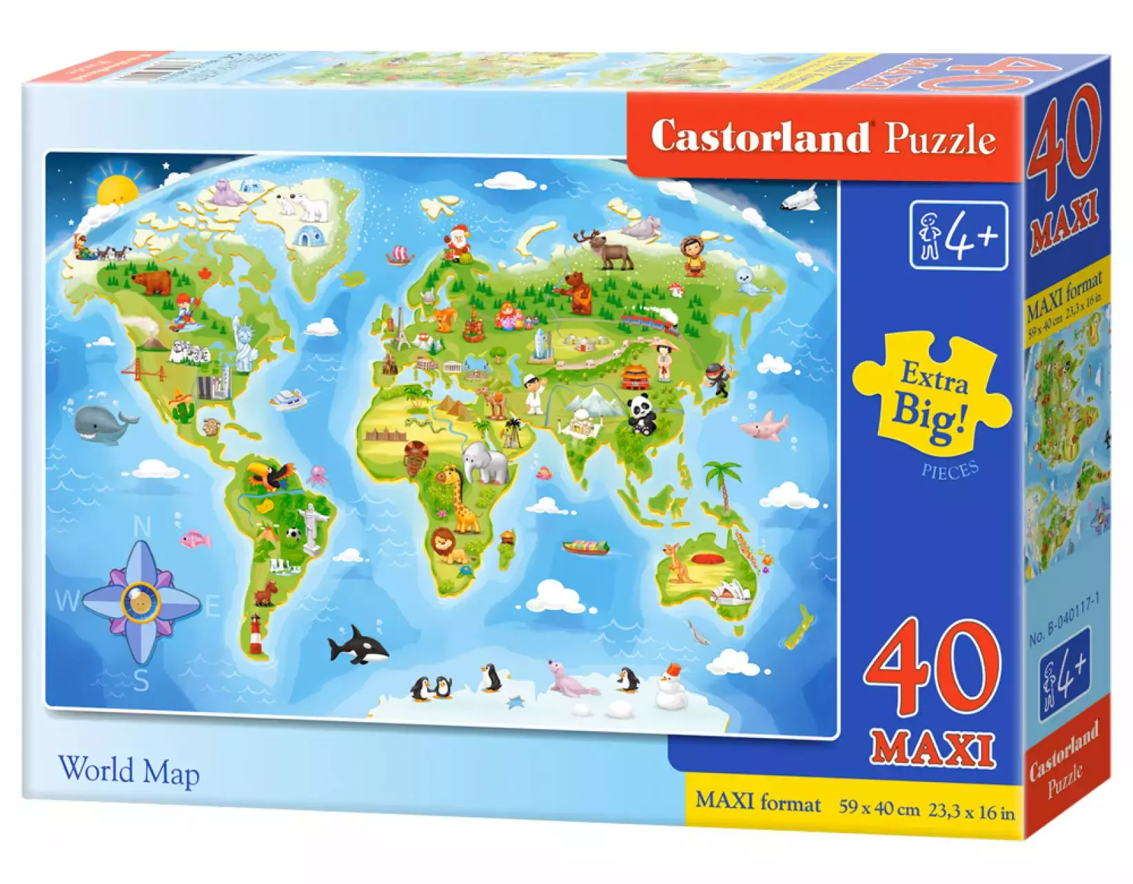 Puzzle maxi 40 elementów. Mapa świata - Puzzle