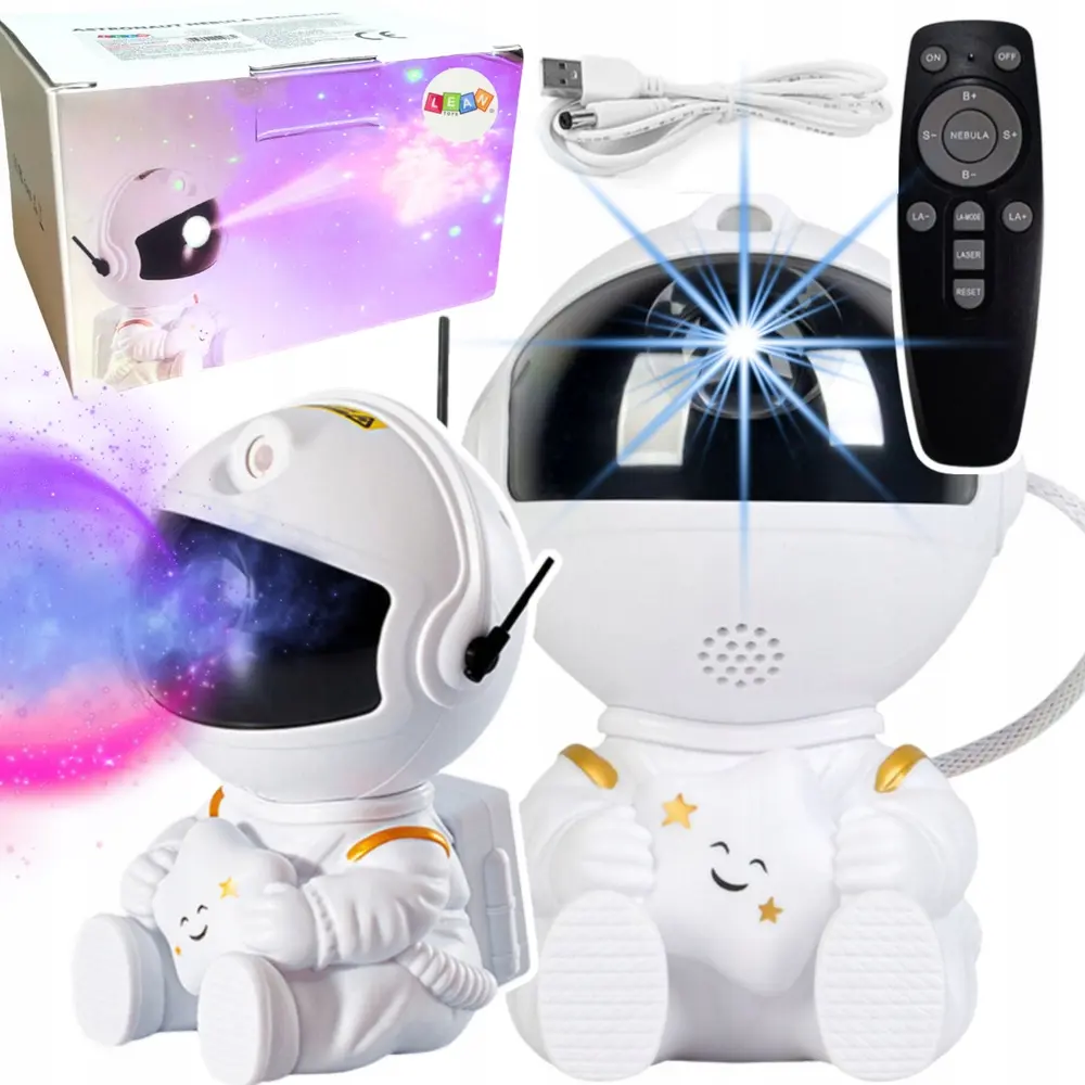 Projektor Astronauta Z Gwiazdą LED USB Pilot Sterujący - Zabawki
