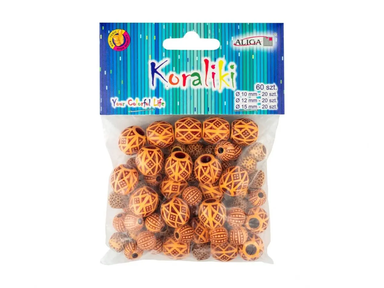 Koraliki plastikowe 60szt - Papiernicze i szkolne