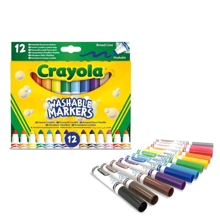Crayola Flamastry stożkowe mazaki dla dzieci zmywalne 12szt. - Papiernicze i szkolne