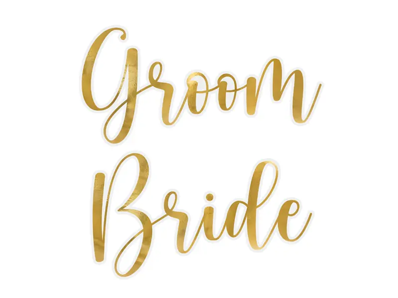 Naklejki na kieliszki ''Bride & Groom'', złoty (1 op. / 2 szt.) - Papiernicze i szkolne