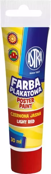 Farba plakatowa w tubie 30 ml, czerwona jasna - Papiernicze i szkolne