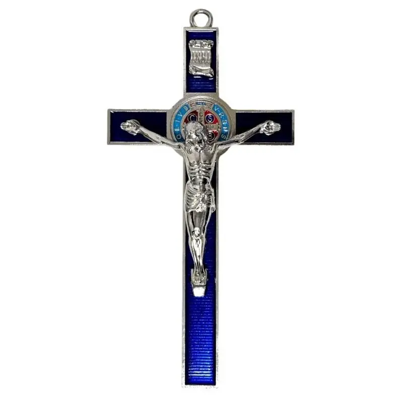Krzyż granatowy metalowy Benedykta 30cm - Papiernicze i szkolne