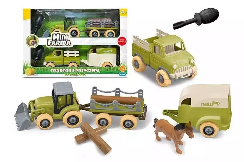 Mini farma traktor z przyczepą do skręcania - Zabawki
