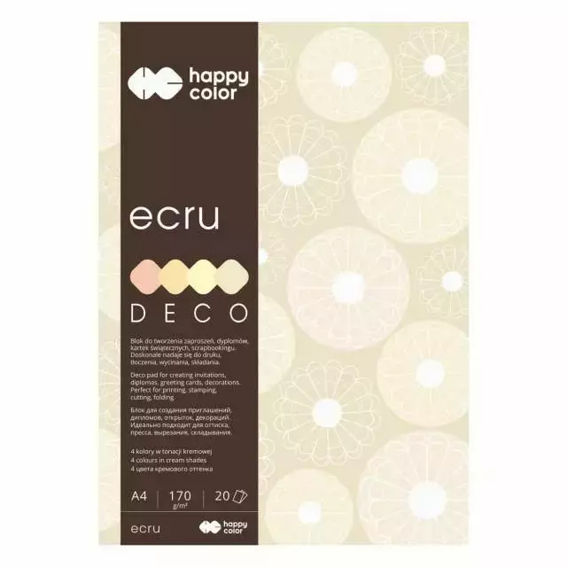 Blok A4, 20 kartek Deco Ecru 170 g Happy Color - Papiernicze i szkolne