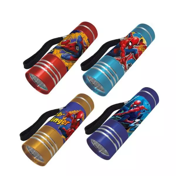 Latarka aluminiowa LED 9cm 4 wzory Spiderman SP50067 Kids Euroswan - Zabawki