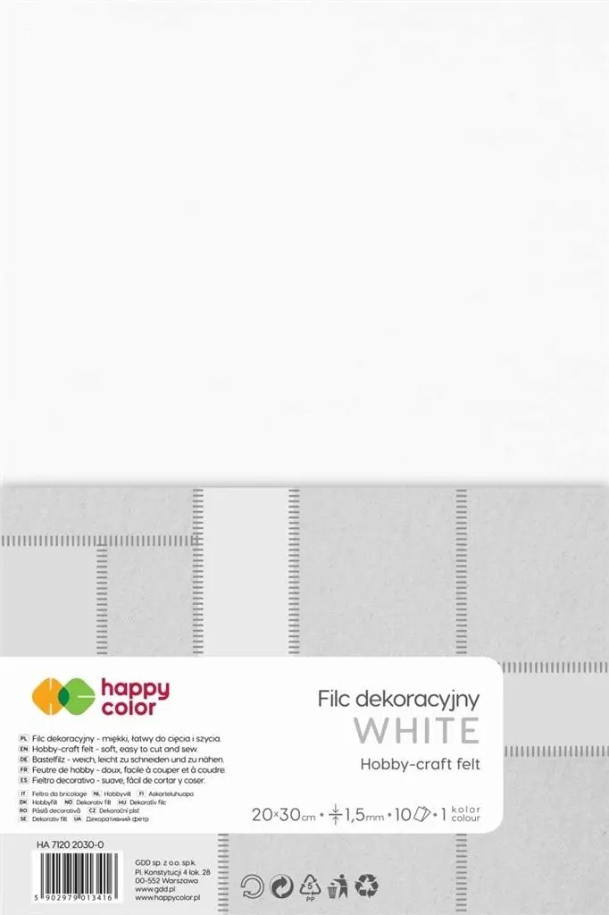 Filc dekoracyjny biały mleczny 5szt HAPPY COLOR - Książki