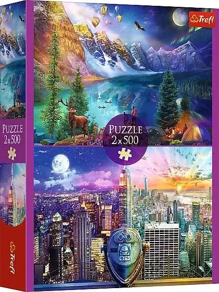 Puzzle 2 x 500 elementów. Wycieczka po Ameryce - Puzzle