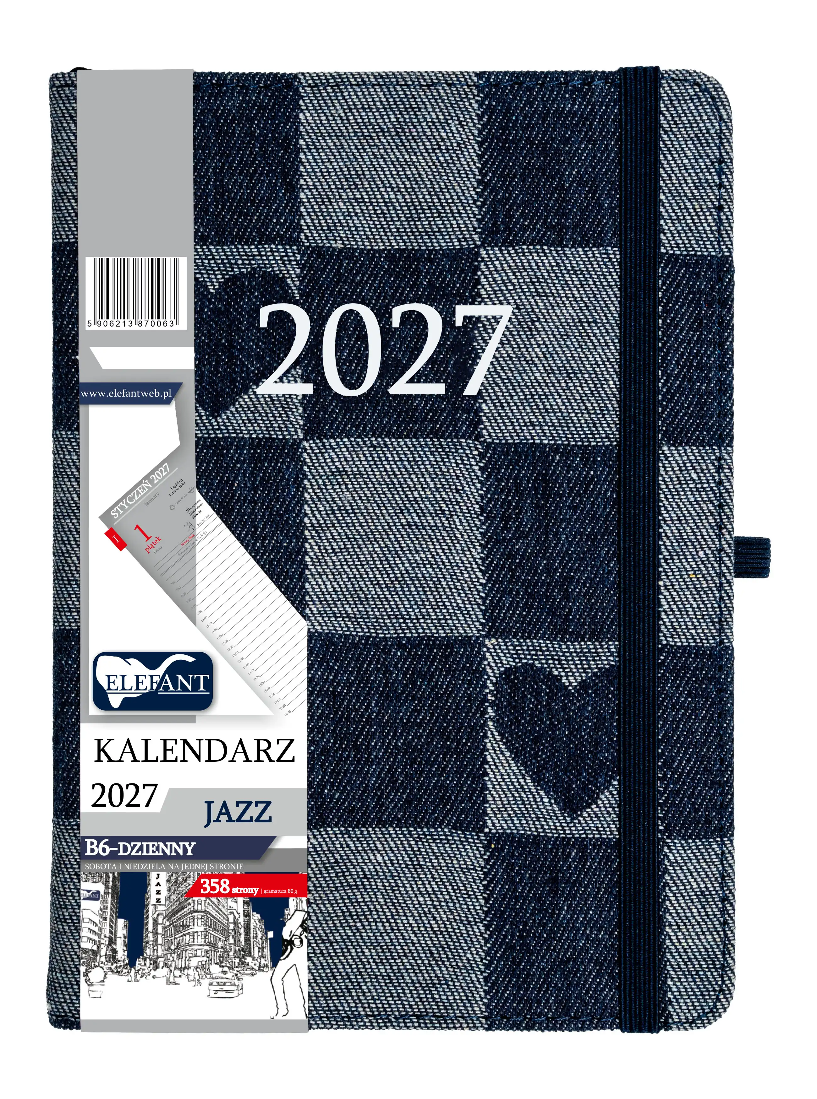 Kalendarz książkowy 2027 B6 dzienny Jazz, jeans-serca - Książki