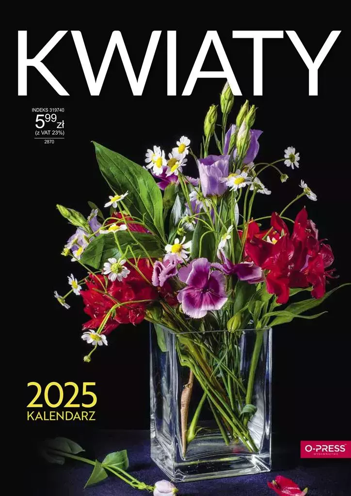 Kalendarz 2025 A4 Ścienny Kwiaty - Książki