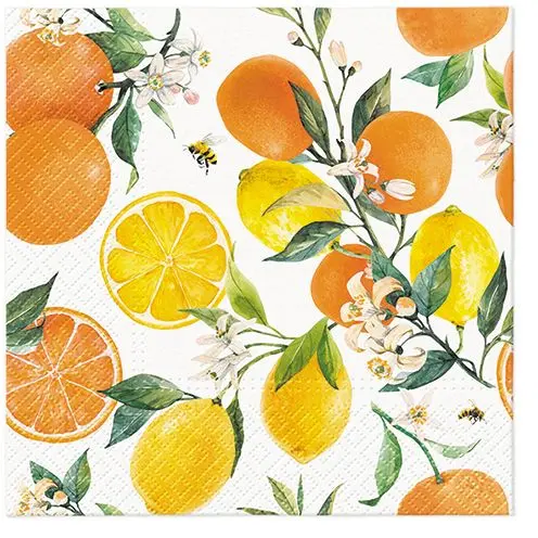 Serwetki Lunch Citrus with bees różne celuloza [mm:] 330x330 Paw (SDL135700) - Papiernicze i szkolne