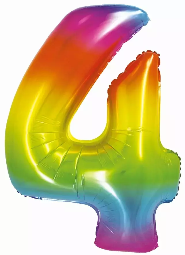 Balon foliowy. Cyfra 4, tęczowa (76 cm) - Papiernicze i szkolne
