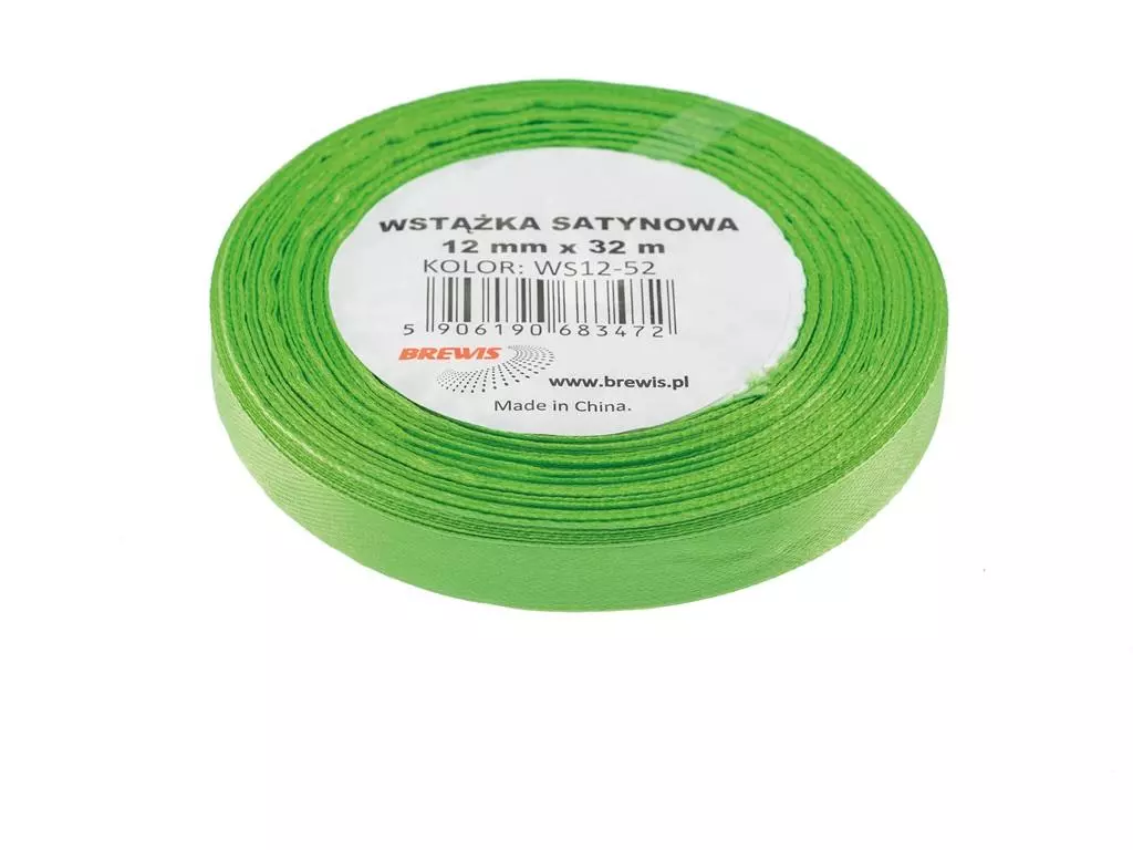 Wstążka satynowa zielona 12mmx32m - Papiernicze i szkolne