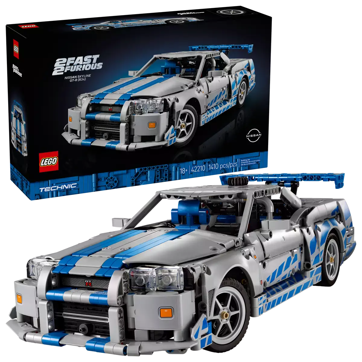 LEGO Technic Samochód Nissan Skyline GT-R (R34) z filmu Za szybcy, za wściekli 42210 - Zabawki