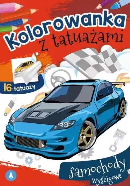 Kolorowanka z tatuażami. Samochody wyścigowe - Książki