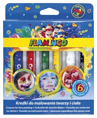 Kredki Do Twarzy 6 kolorów Flamingo Wb - Papiernicze i szkolne
