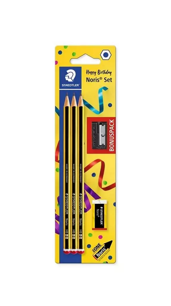 Ołówek Noris 3szt HB + gumka + temperówka - Papiernicze i szkolne