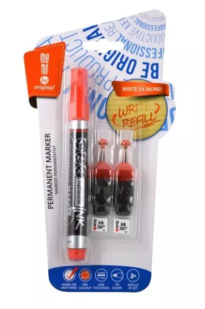 Marker permanentny + 2 ampułki czerwony MemoBe - Papiernicze i szkolne