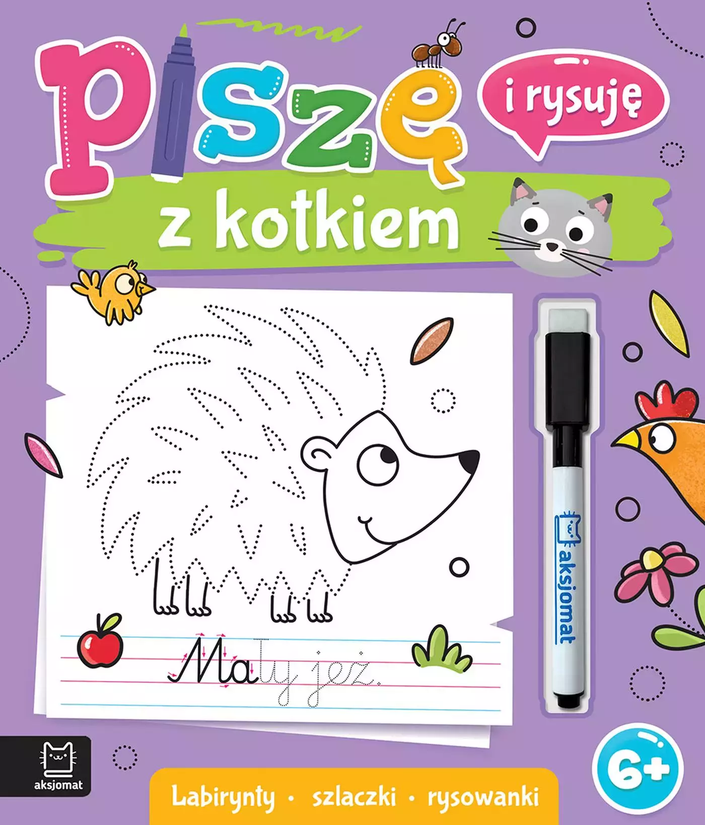 Piszę i rysuję z kotkiem. Labirynty, szlaczki, rysowanki. Ścieralny pisak - Książki