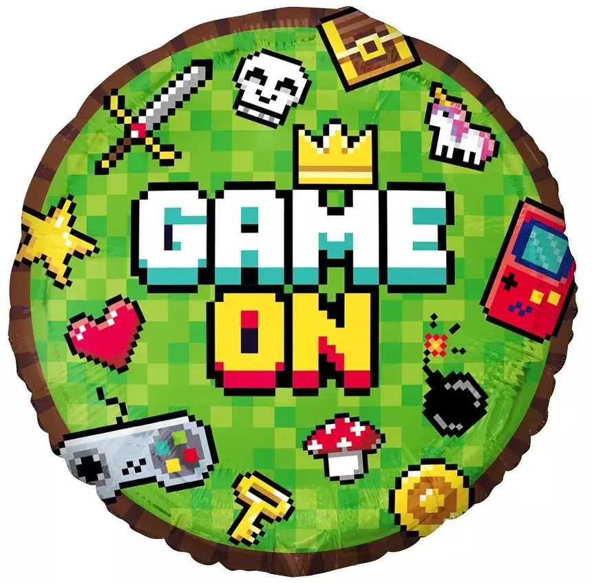 Balon foliowy okrągły (36 cm), Game On - Papiernicze i szkolne