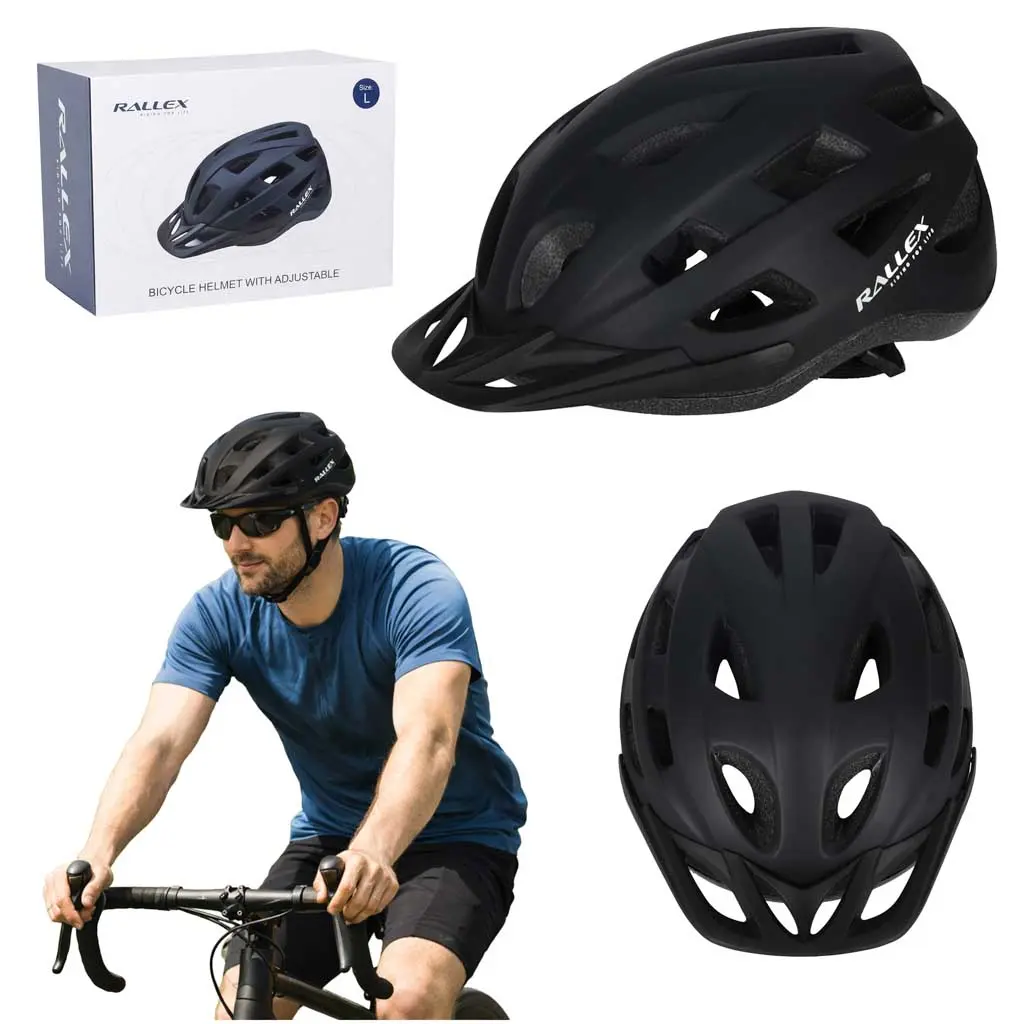Kask rowerowy na rower RALLEX damski męski regulowany czarny L 58-62cm - Elektronika i akcesoria