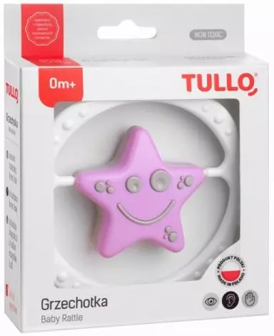 Grzechotka sensoryczna gwiazdka, fioletowo-szara - Mama i dziecko