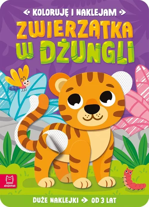 Koloruję i naklejam. Zwierzątka w dżungli. Duże naklejki od 3 lat - Książki