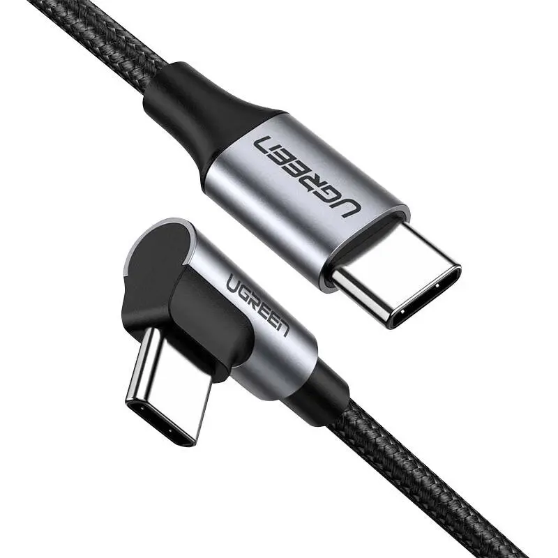 Kabel UGREEN US255 USB-C-USB-C 0.5m kątowy 60W (czarny) - Elektronika i akcesoria