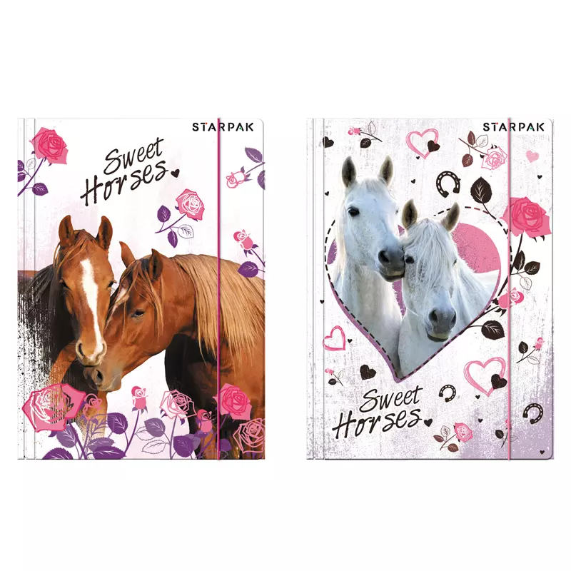Teczka A4 z gumką. Sweet Horses, mix wzorów - Papiernicze i szkolne