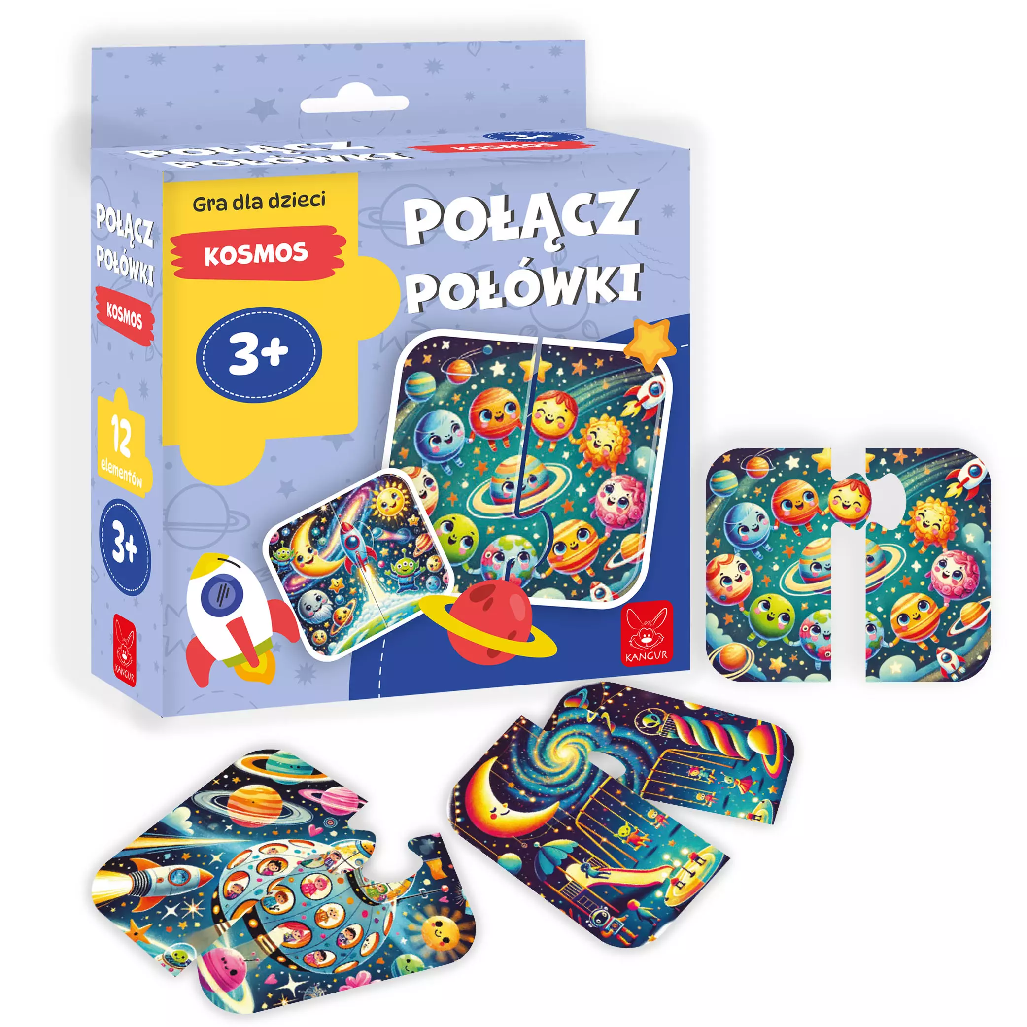 Puzzle 12 elementów. Połącz połówki. Kosmos - Puzzle