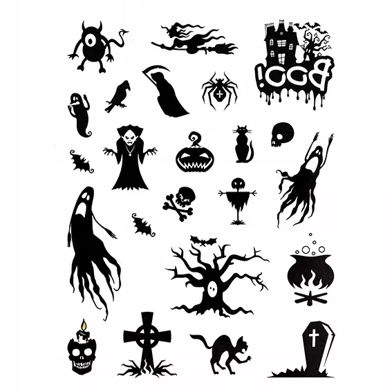 Tatuaże na HALLOWEEN - DpCraft - czarno-białe, 23 szt. - Papiernicze i szkolne