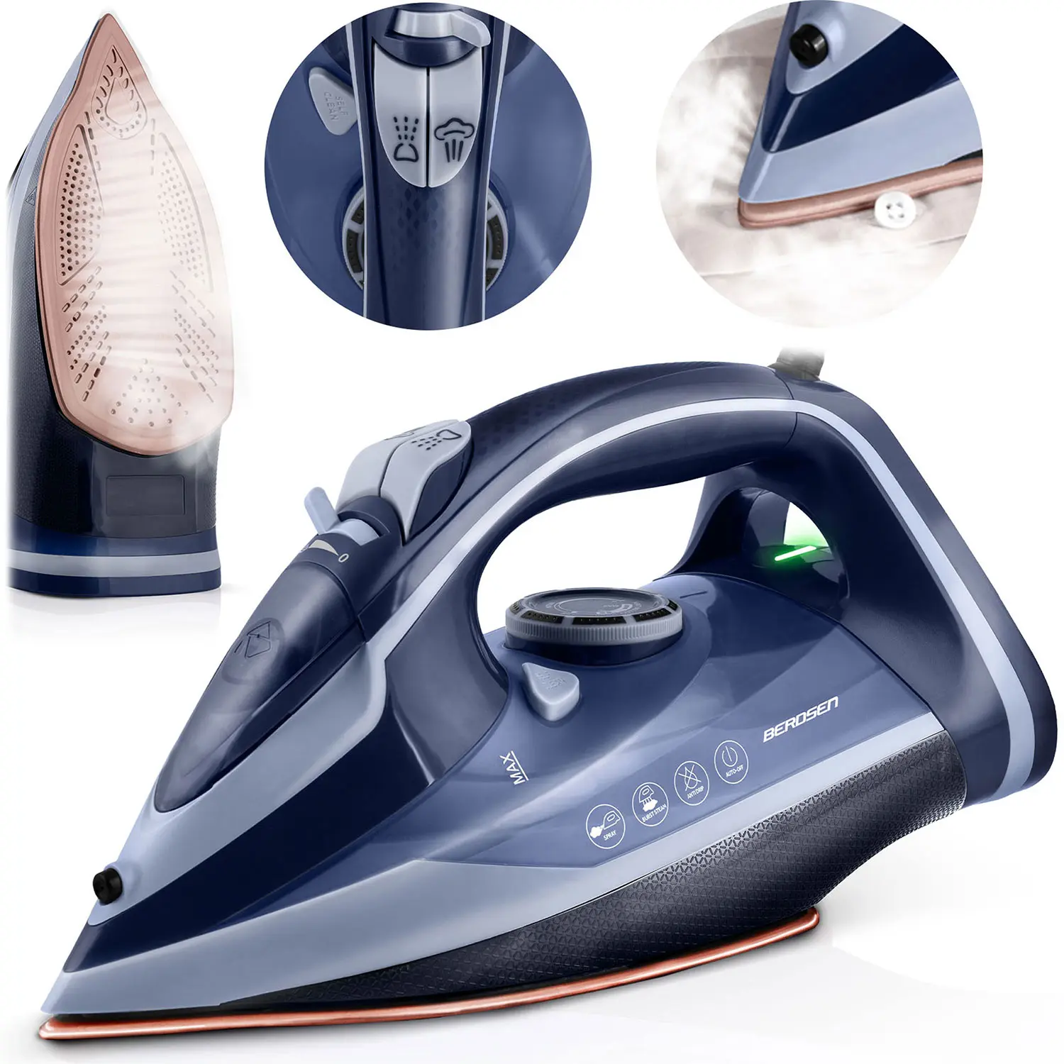 Żelazko parowe 3000W Berdsen BD-330 ceramiczna powłoka praca w pionie - Dom i ogród