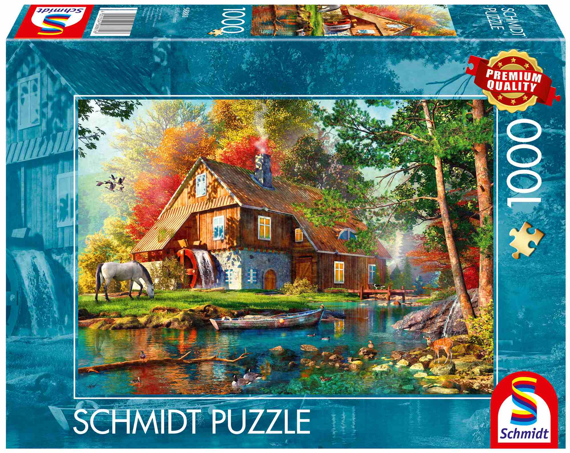 Puzzle 1000 PQ Młyn wodny piękną jesienią 113688 - Puzzle