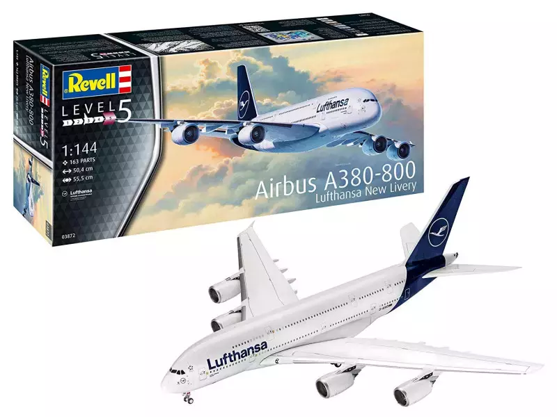 Model do sklejania. Airbus A380-800 Lufthansa New Livery, 1:144 - Zabawki