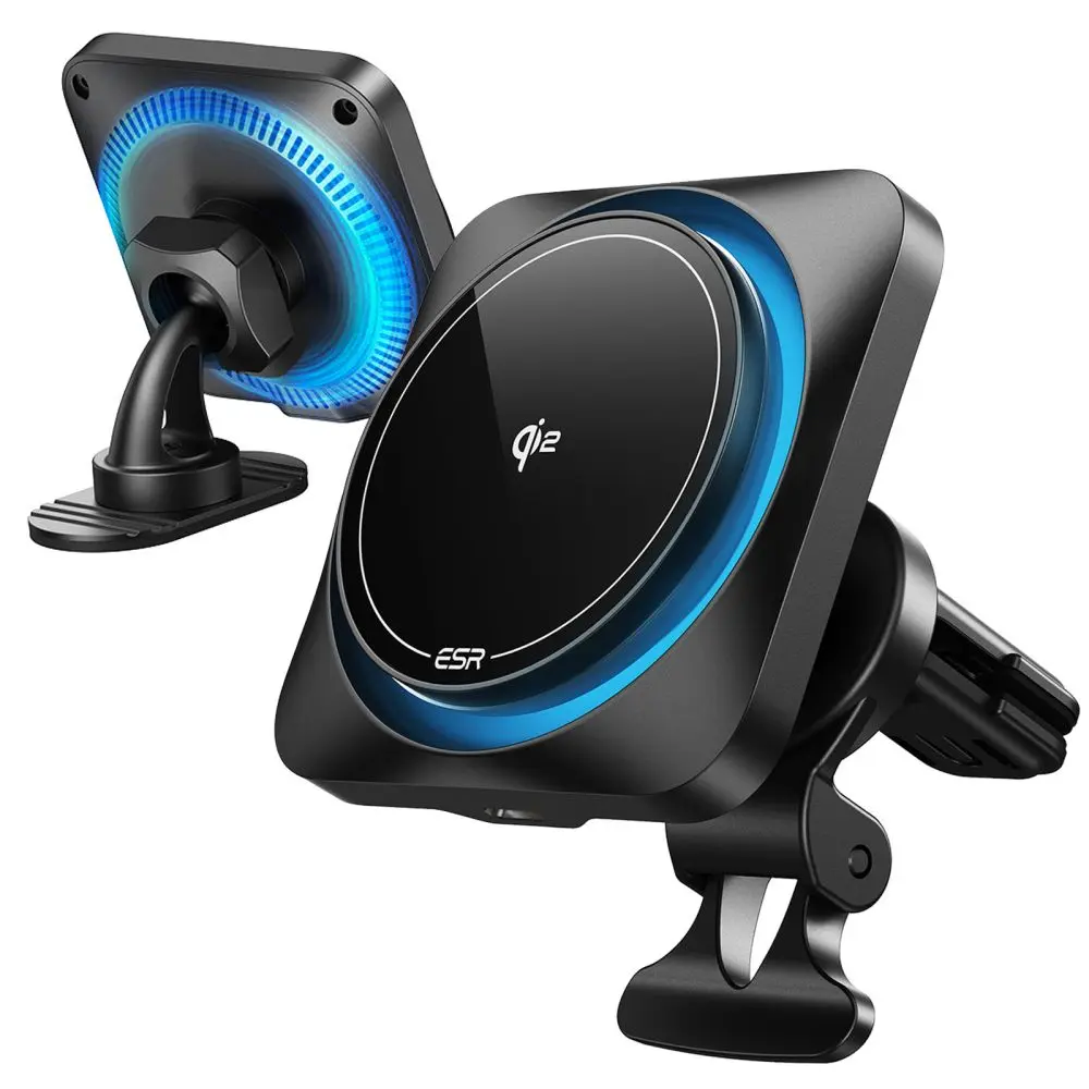 ESR Halolock Cryoboost Magnetic MagSafe Dashboard & Vent Car Mount Wireless Charger QI2 15W Frosted Onyx - Elektronika i akcesoria