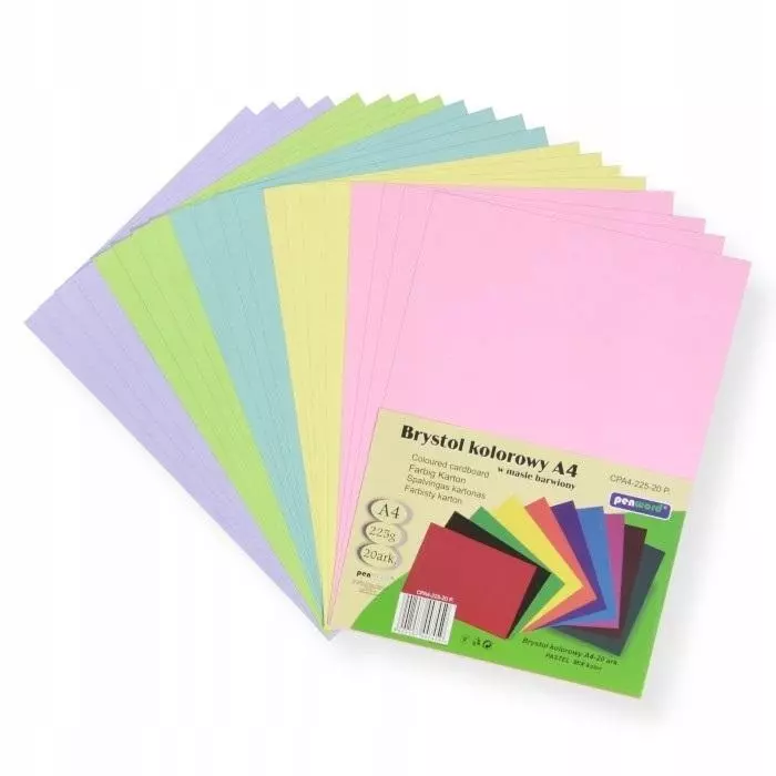 Tektura A4 kolorowa mix pastel 20szt - Książki