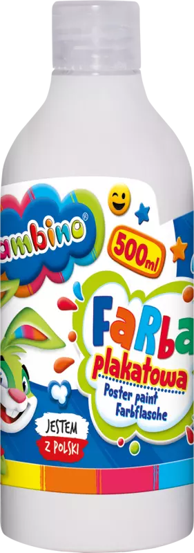 Farba plakatowa 500ml BAMBINO w butelce biała - Papiernicze i szkolne