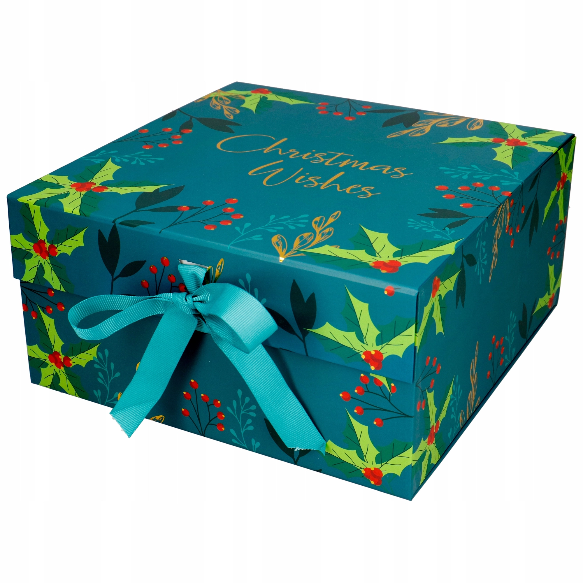Świąteczne pudełko na prezent magnetyczne składane eleganckie 25x25 cm - Papiernicze i szkolne